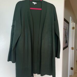 Ladies long dark green sweater